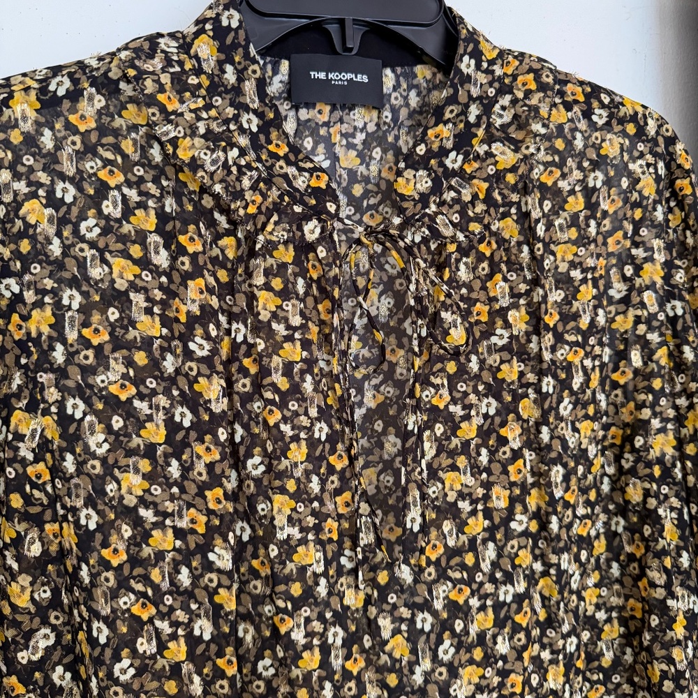 {SOLD} THE KOOPLES Floral Sheer Blouse Top Women’s Large - Picture 6 of 11